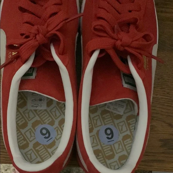 Puma Red and White Suede Sneakers - Picture 9 of 11